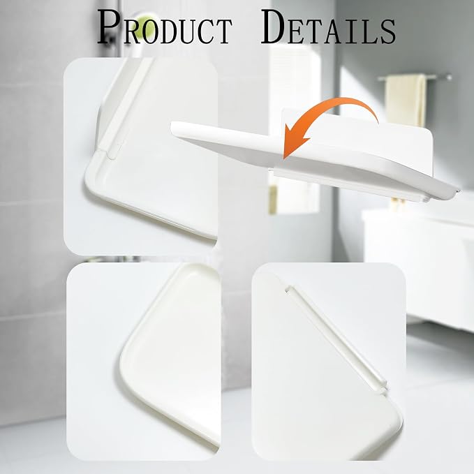 2Pcs Foldable Floating Shelves for Wall, No Drill Adhesive Shelves – for - Image 4