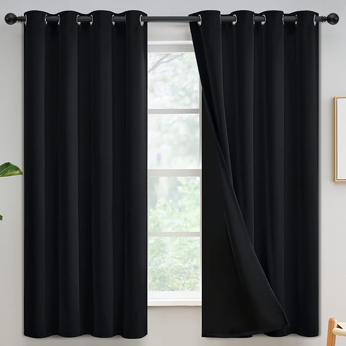 Yakamok Black Blackout Curtains 63 inches Long by Yakamok
