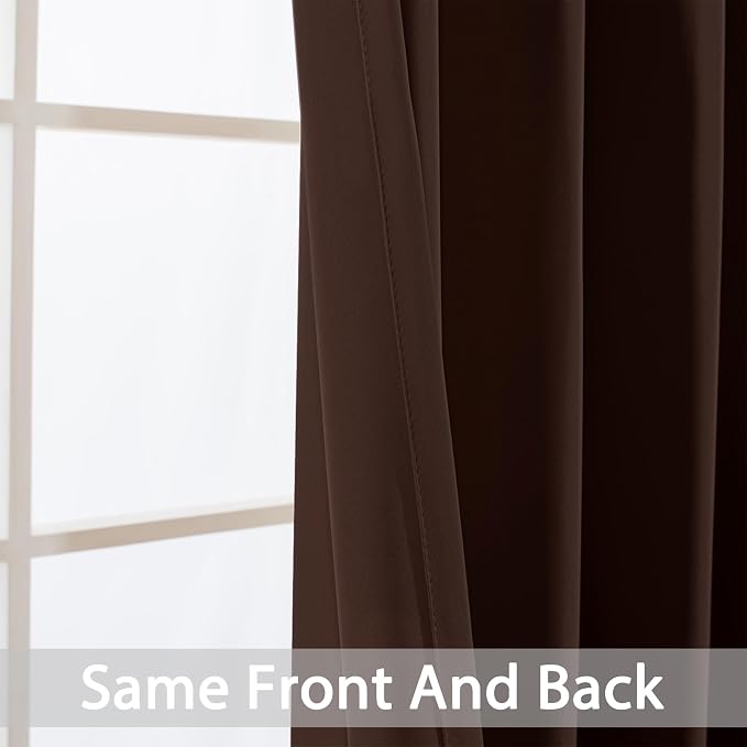 Yakamok Blackout Curtains 38x72 inch Chocolate Brown Thermal Drapes-Bedroom | 2 - Image 3