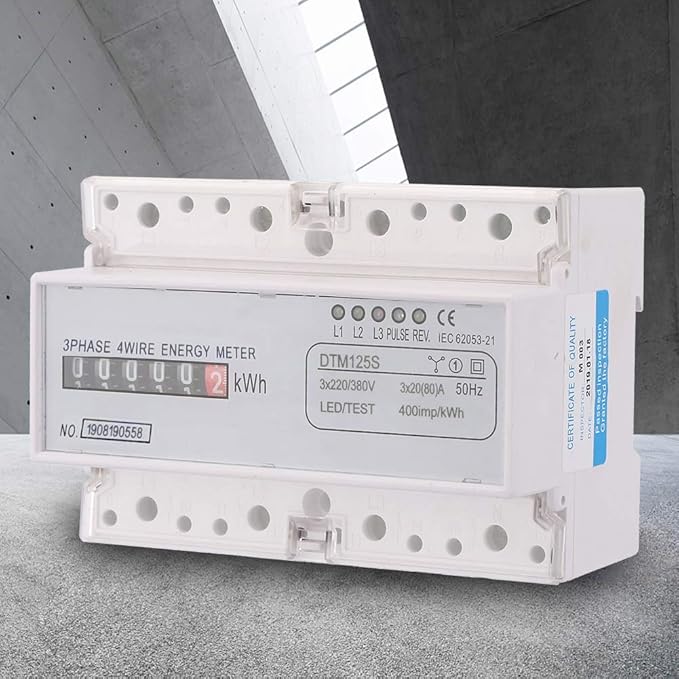 Energy Consumption Digital Electric Power Meter 3 Phase KWh Meter Smart Class 1 Power Measurement Device 220/380V 20-80A Rail Type Installation