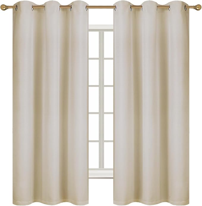 Diraysid 100% Blackout Curtains Light Beige Linen Curtains - Image 3