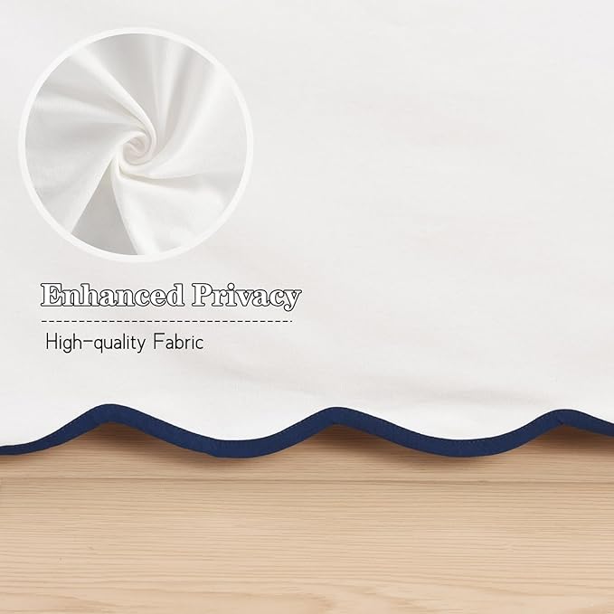 HIG Off-White Chic Full Bed Skirt - Easy Fit Scallop Edge Pleated Bedskirts, 14 Inch Drop Anti-Slip Dust Ruffle, Thick Fabric for Enhanced Privacy, Pre-Washed for Long-Lasting Use(N60022)