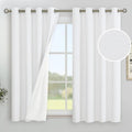 YoungsTex White Linen Blackout Curtains 45 Inch Length, Full Room Darkening by YoungsTex