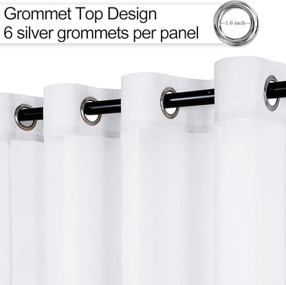 XWZO White Sheer Curtains 84 Inches Long for Bedroom, Light Filtering, Airy & Breathable Voile Drapes, Grommet Tieback Window Curtains for Living Room, Kids Room, Set of 2 Panels, W42 x L84