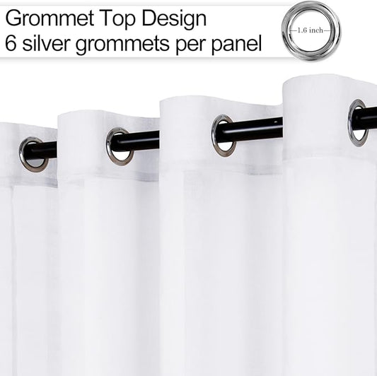 XWZO White Sheer Curtains 84 Inches Long for Bedroom, Light Filtering, Airy & Breathable Voile Drapes, Grommet Tieback Window Curtains for Living Room, Kids Room, Set of 2 Panels, W42 x L84