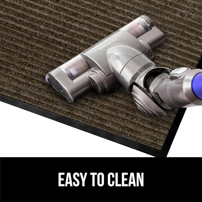 GORILLA GRIP Waterproof Traffic Guard Door Mat, 2 Pack Heavy Duty Entryway Mats, Strong Rubber Back Commercial Utility Rugs for Office Hallway, Garage Floor and Home, Low Profile Carpet, 29x17, Brown