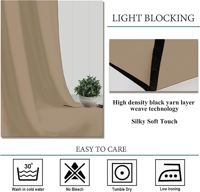 Diraysid Natural Grommet Blackout Curtains - Image 5