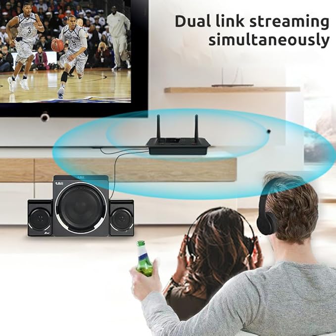 1Mii B03 Bluetooth 5.3 Transmitter Receiver for TV Home Stereo BT Headphones, aptX Low Latency/Adaptive/HD Bluetooth Audio Adapter, Splitter for Wired & Wireless, Optical RCA AUX 3.5mm Inputs/Outputs