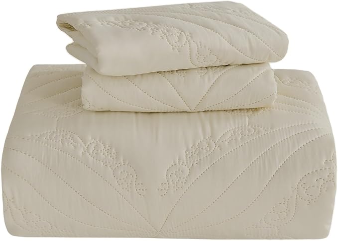 Kingnex Oversized King Bedspreads 128x120 Ultrasonic Quilted Beige | Extra Wide - Image 7