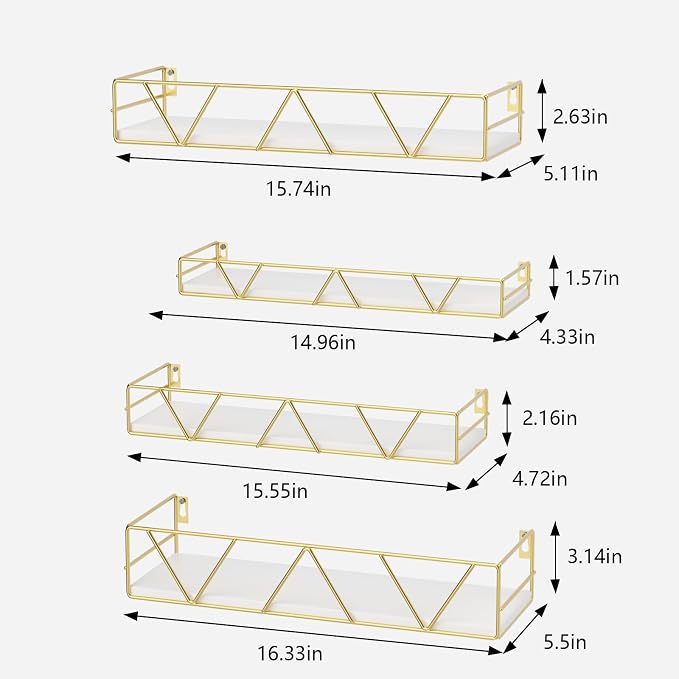 Floating Shelves Set of 4, Wood Wall Shelf, Farmhouse Shelf - Image 3