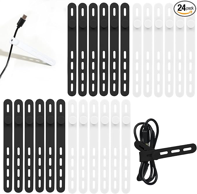 Donruby 24Pcs Silicone Cable Ties, Reusable Cord Organizer Straps, 2 Colors | by Donruby