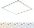 LUXRITE 2x2 FT Edge-Lit Frame LED Panel Lights, 5CCT Selectable 3000K-6500K, 2600/3900/5200LM, 20W/30W/40W Switch, Grid Drop Ceiling Lights, 0-10V Dimmable, Damp Rated, 100-277V, ETL Listed