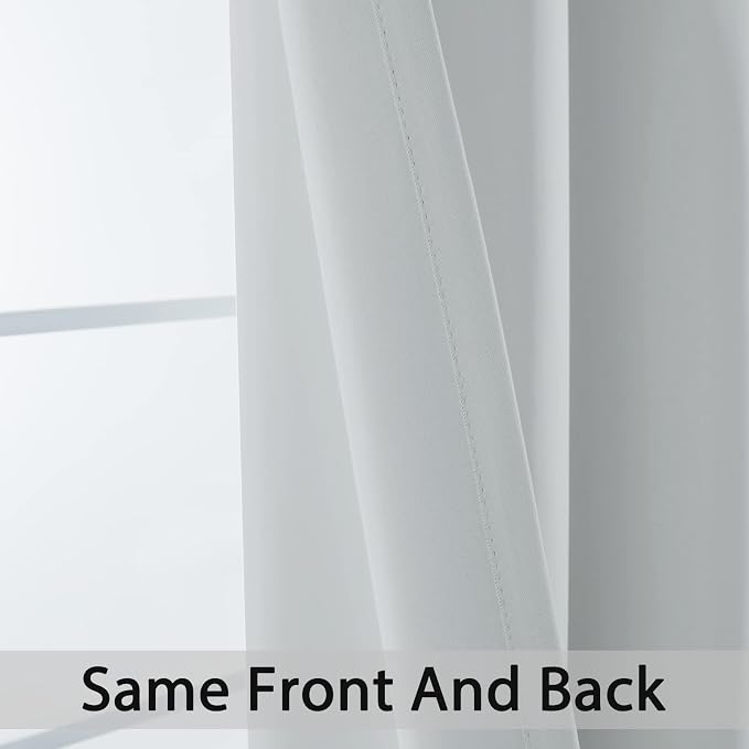 Yakamok Blackout Curtains 38x84 inch Greyish White Thermal Drapes-Bedroom | 2 - Image 3