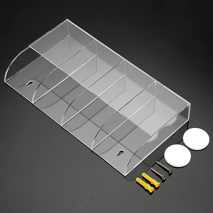 Hipiwe Wall Mount Remote Control Holder, 4-Slot Acrylic TV Remote Caddy | Clear - Image 9