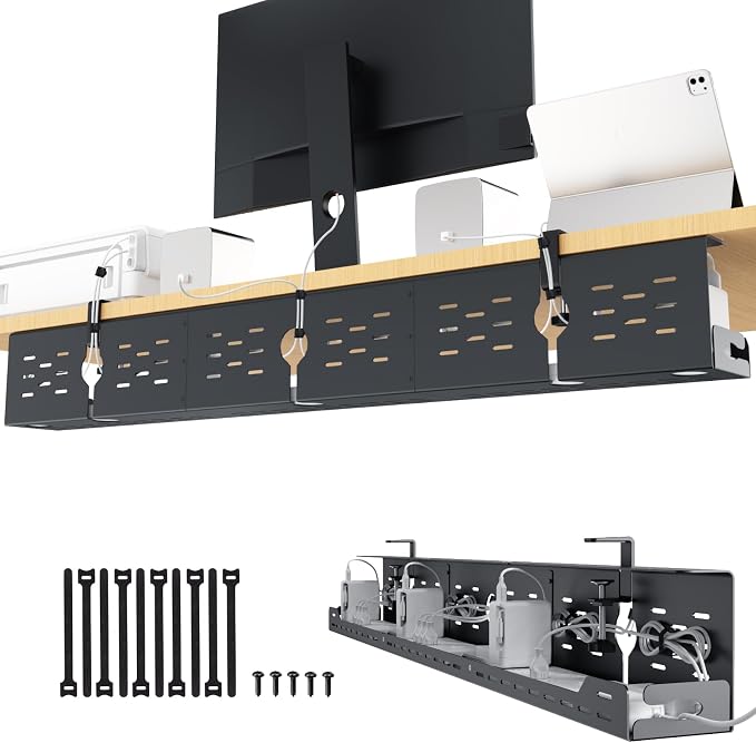 Univivi Under Desk Cable Management Tray, Cable Management, 48 inch, Under Desk by Univivi