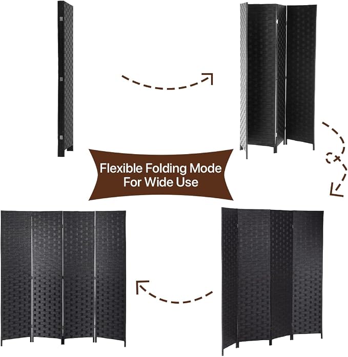 Room Dividers and Folding Privacy Screens 4 Panel 6 ft Foldable Portable Room - Image 5
