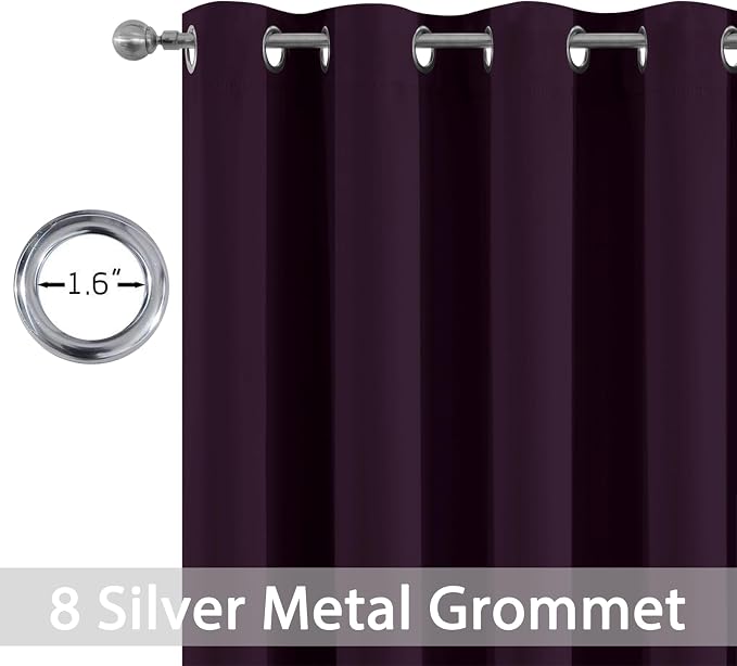 Yakamok Room Darkening Curtains 52x96 inch Length Dark Purple-Living Room | 2 - Image 2