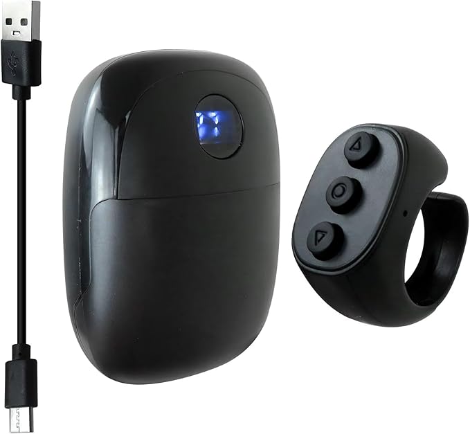 HEKUTU Social Media Scrolling Ring Remote - Hands-Free Controller for T-ikT-ok Yout-ube IG - Black