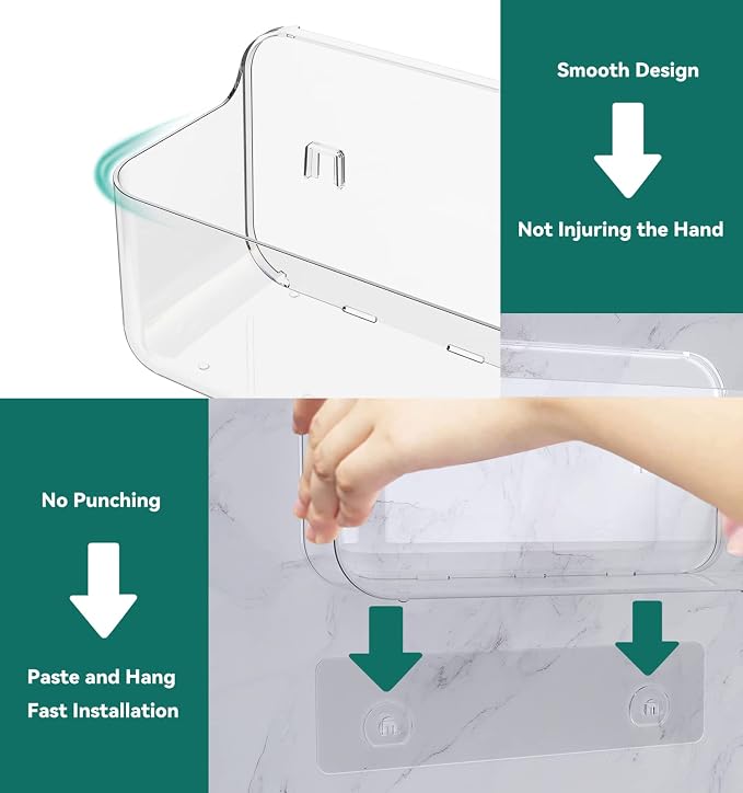 Shower Shelves 5 Pack Clear Acrylic Bathroom Organizer Caddy | Large Capacity - Image 5