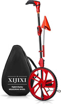 XIJIXI Distance Measuring Wheel in feet,Measure Wheel,Collapsible Rolling Measurement Wheel,12.5”Diameter Wheel,With One key to Zero,Upgrade Flag Holder,With 10 Survey Flags(Red）