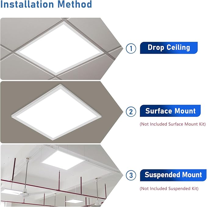CycevSun 2x2 LED Flat Panel Light Drop Ceiling Fixture, 0-10V Dimmable, 20/30/40W Selectable, 3000K 4000K 5000K Switchable, 120-277V, ETL Listed, 8 Pack