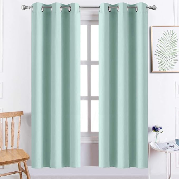 Yakamok Blackout Curtains 38x72 inch Aqua Thermal Drapes-Bedroom | 2 panels by Yakamok