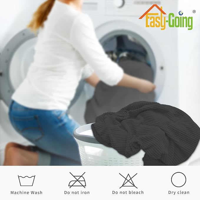 Easy-Going 2-Piece Recliner Console Cover for Reclining Loveseat Covers Stretch Jacquard Middle Console Cover for Recliner Couch and Sofa Dark Gray