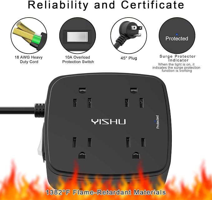 5Ft Surge Protector Power Strip - Image 6