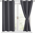 Short Blackout Curtains for Bedroom Dark Grey 42 x 45 Inch 2 Panels | Thermal by Hiasan