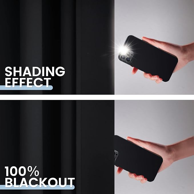 SimpleHome Black 100% Blackout Curtains Room Darkening Living Room 84 Inch | - Image 4