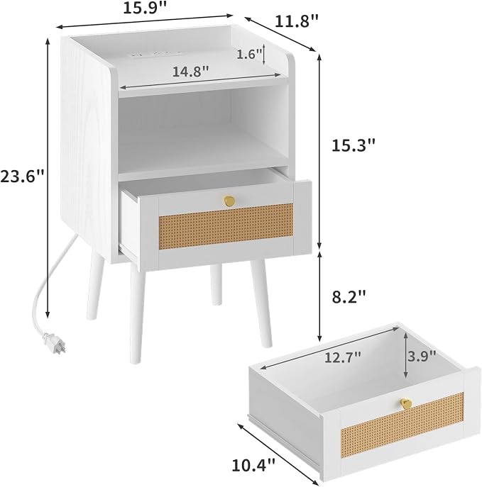 MECHYIN Night Stand Set 2, Nightstands Set of 2 - Image 3