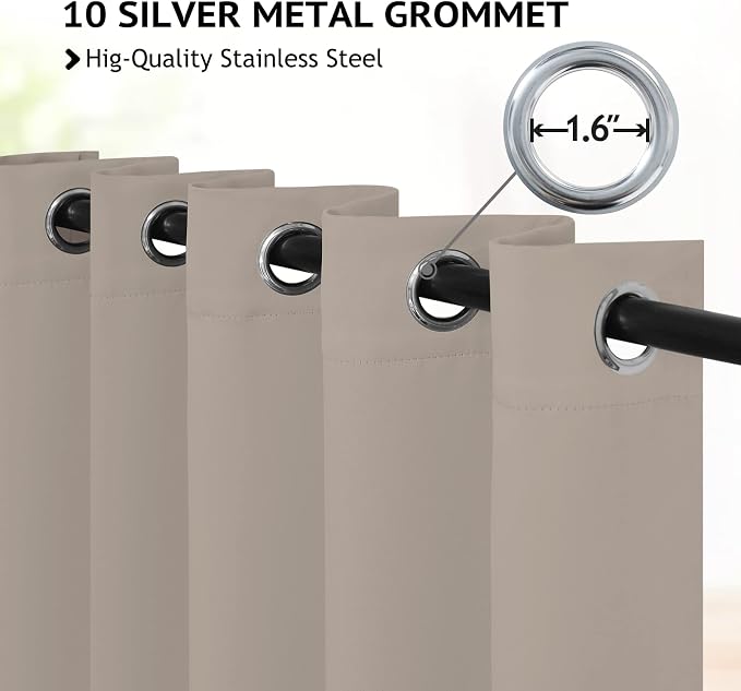COSVIYA Grommet Room Darkening Natural Curtains 84 inch Long - Image 2