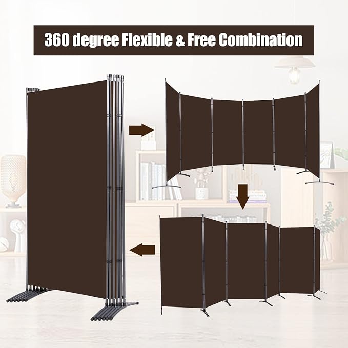 6 Panel Folding Room Divider, Sturdy Frame Freestanding Wall Divider | - Image 4