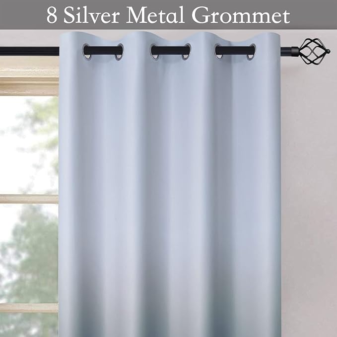SimpleHome Ombre Gradient Navy Blue White to Gray Curtains Bedroom, 52Wx63L | - Image 3