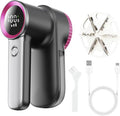 Ciotuiou Rechargeable Fabric Shaver & Lint Remover, Electric Sweater Defuzzer with 3 Speeds, 6 Leaf Blades, LED Display & Type-C Fast Charging, Lint Shaver for Clothes, Furniture, Sweater, Couch
