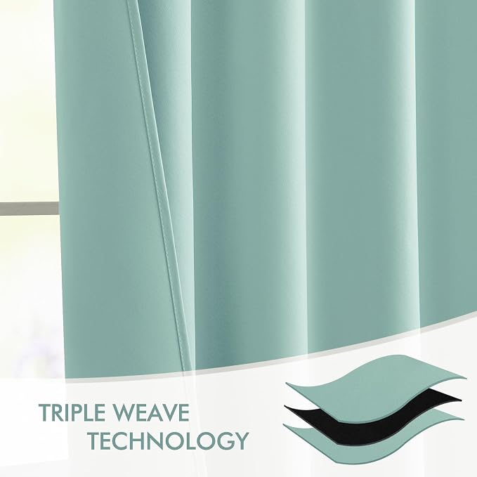 MIULEE Aqua Back Tab Blackout Curtains 52x72 Inches Long 2 Panels Set | Rod - Image 7