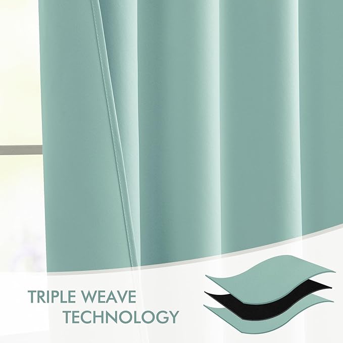 MIULEE Aqua Back Tab Blackout Curtains 52x84 Inch Length 2 Panels Set | Rod - Image 7