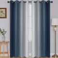 SimpleHome Ombre Navy Blue to Grey White Curtains by SimpleHome