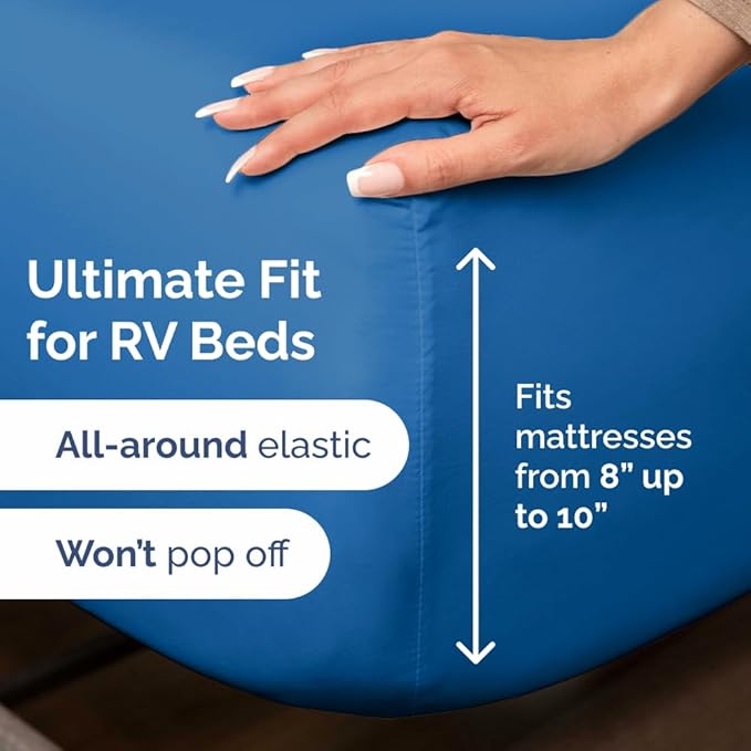 RV Short Queen Sheet Set 60 X 75 - 4 Piece RV Short Queen Bed Sheets - Soft, Breathable & Cooling - Designed for Bunks, Trailers & Campers - Fits 8” to 12" Mattress - Hotel Luxury Bedding - Royal Blue
