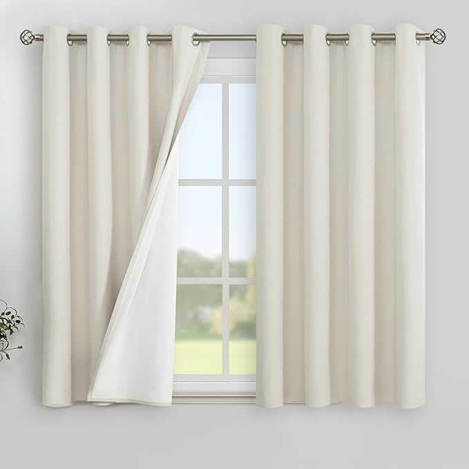 YoungsTex Linen Blackout Curtains 54 Inches Length, Full Room Darkening Short by YoungsTex