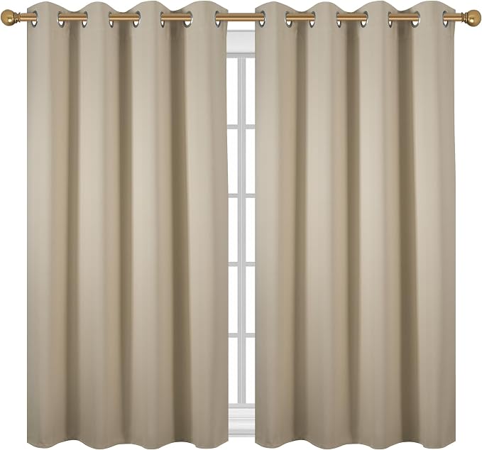 Diraysid Beige Grommet Blackout Curtains - Image 2