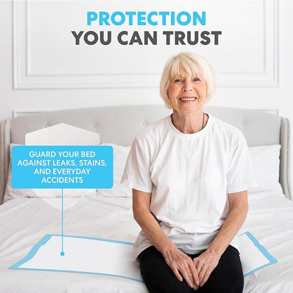 Simpli-Magic Disposable Bed Underpads 23'' x 36'' (100-Count) – Incontinence Chux Pads, Pee Pads – Thick, Super Absorbent Protection for Kids, Adults, Elderly – Liquid, Accidents