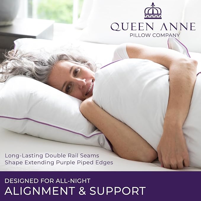 Queen Anne Hotel Collection Pillows – Luxury Down Alternative Bed Pillows (2-Pack, Queen Soft) – Ultimate Comfort, Hypoallergenic, Made in The USA