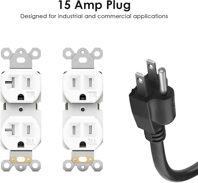 JUNNUJ Heavy Duty 20 Amp Surge Protector 4800J, Garage Metal 8 Outlets 12 Gauge, High Amp 5-15P Adapter Shop 6-20R T-Slot Industrial Outlet, 10 FT Extension Cord Commercial for Appliance, Grey