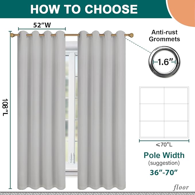 Diraysid 100% Blackout Curtains Light Grey Linen Curtains - Image 5