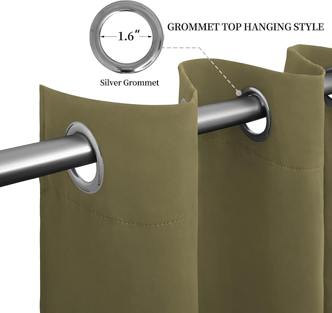Easy-Going Thermal Grommet Blackout Curtains, 2 Panels 52x46 in, Khaki | - Image 5