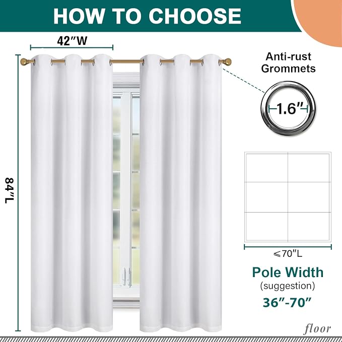 Diraysid 100% Blackout Curtains White Linen Curtains - Image 3