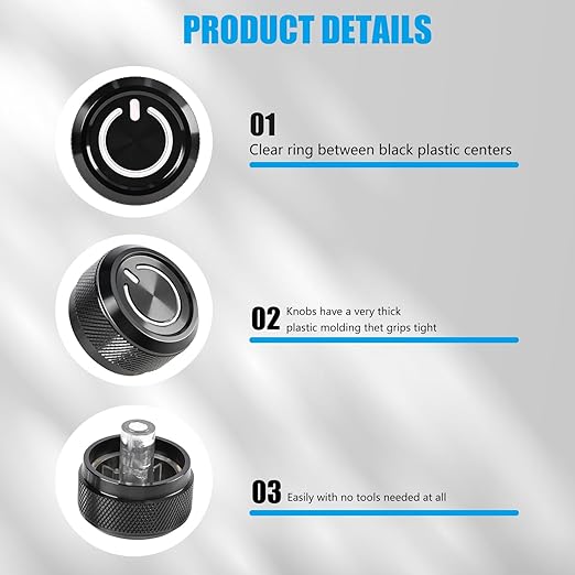 Xomzema 3Pcs Upgraded Control Switch Knob for Jeep Wrangler 1999-2006,Air Conditioning AC Heater Blower Fan Climate Control Knobs Switch Button,Replace 05011218AC 5011218AC