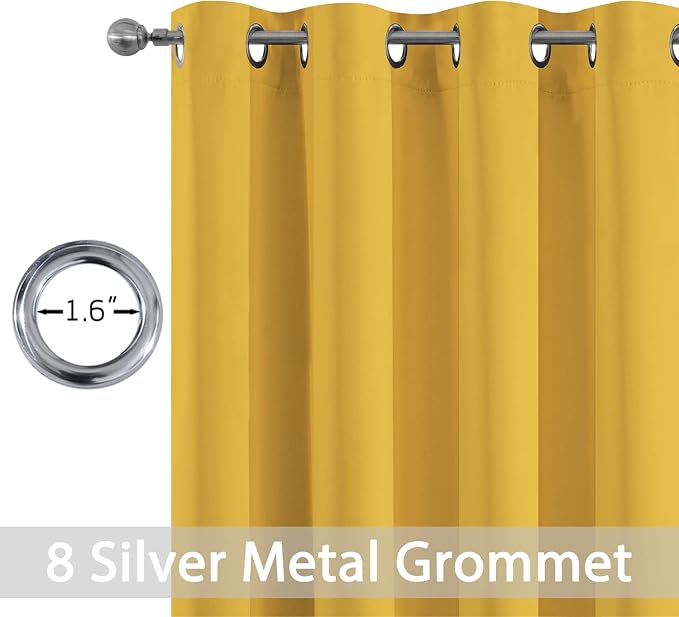 Yakamok Room Darkening Curtains 52x63 inch Long Mustard Yellow-Living Room | 2 - Image 3