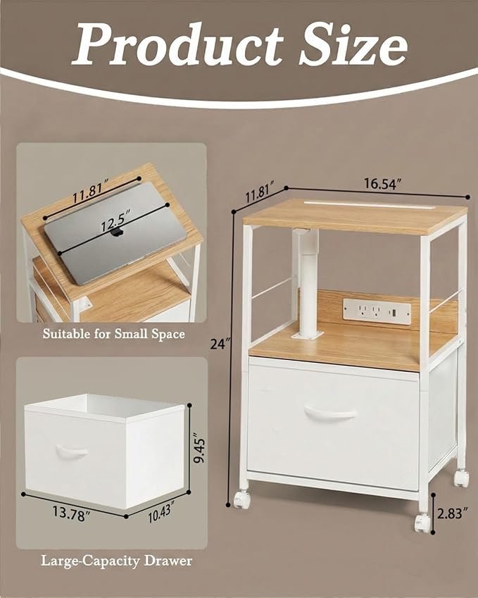 Faesun Swivel Lift Top Nightstand - Image 2